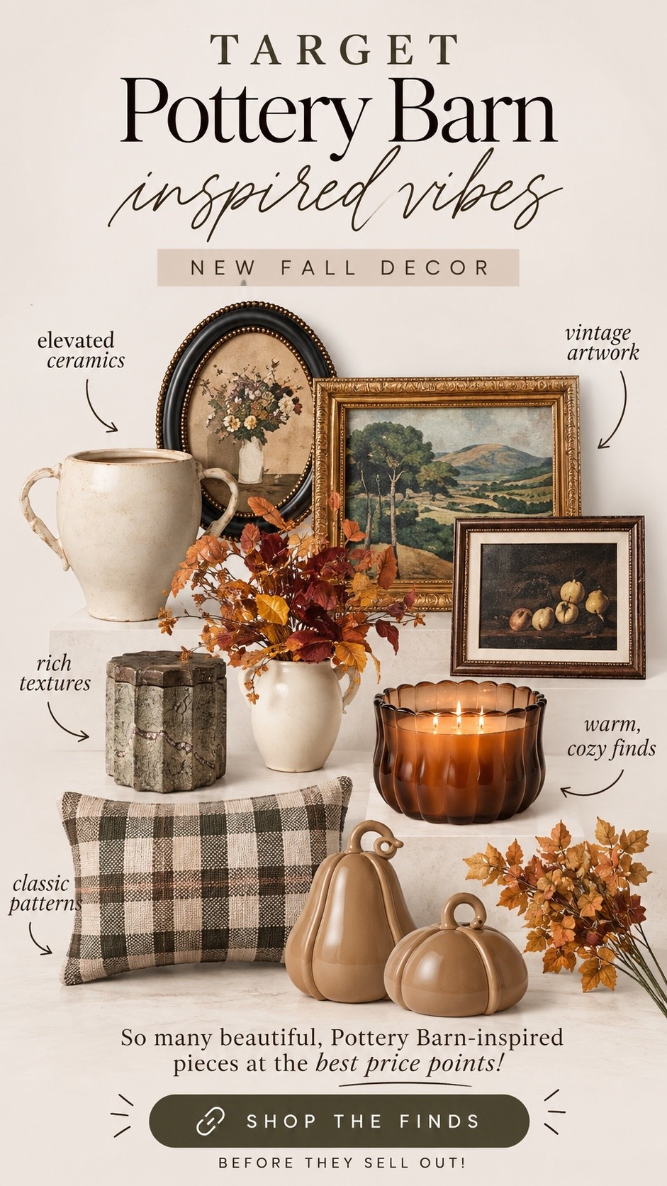 Target’s new fall decor might be my favorite collection yet 🍂🤎 So many elevated, Pottery Barn-inspired pieces at affordable price points! Vintage artwork, woven textures, earthy tones + the prettiest seasonal accents. Linking my absolute favorites before they start selling out!

#target #targetfinds #targethome #falldecor #fallhome #affordablehomedecor #potterybarninspired

#LTKmomlife #LTKHome #LTKSeasonal