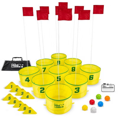GoSports Yard Links Golf Game with 9 Buckets, Tee Markers and 6 Balls - Yellow | Target