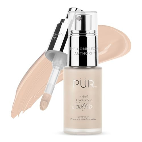 PÜR MINERALS 4-in-1 Love Your Selfie Foundation & Concealer - Longwear Full Coverage Liquid Makeup Foundation with Hydrating Blend for Refined-Looking, Natural Beauty Glow, Skin Texture & Tone | Amazon (US)