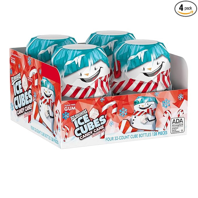 ICE BREAKERS ICE CUBES Holiday Candy Cane flavored Sugar Free Chewing Gum, Made with Xylitol, 2.6... | Amazon (US)
