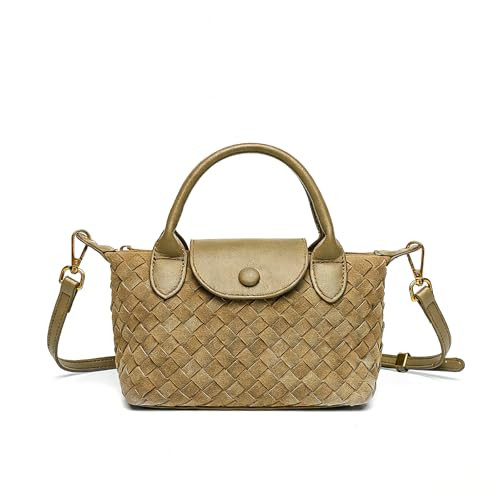 Mini women's crossbody bag in a color-block knit design; compact luxury boho-style handbag; vegan leather waist bag (2# Sand-like light brown) | Amazon (US)