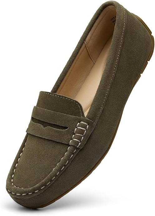 KORDAL Women's Comfortable & Lightweight Suede Leather Penny Loafers Slip-Ons Cute Business Casua... | Amazon (US)