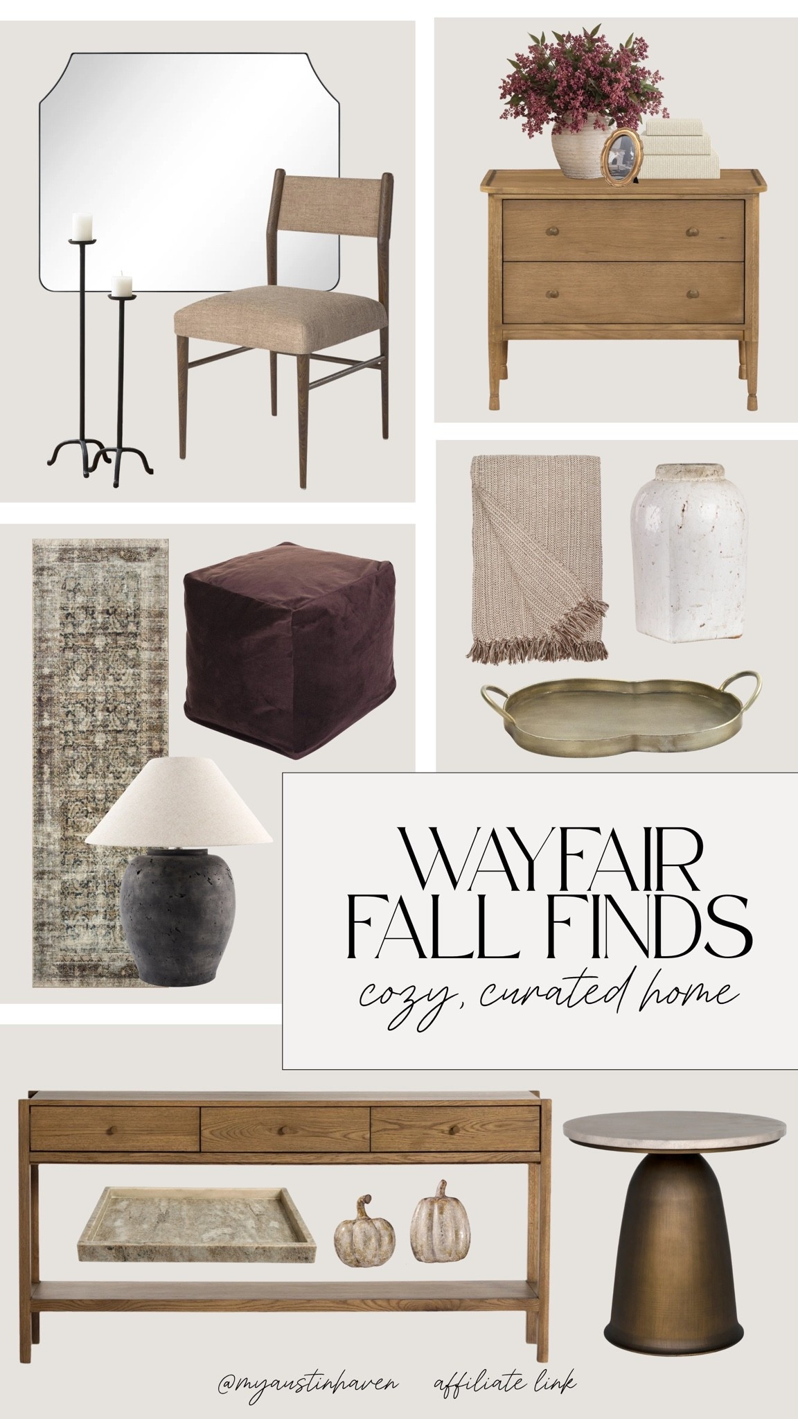 These Wayfair fall finds are the secret to a cozy, curated home. 🍂 Rich wood finishes, vintage-inspired accents and soft seasonal textures make every room feel warmer and more inviting.

Wayfair fall finds, cozy fall home decor, Wayfair furniture, curated home style, neutral autumn decor, fall entryway furniture, vintage-inspired home accents, warm home decor

#wayfairfinds #wayfairhome #fallhome #falldecor #cozyhome #neutraldecor #homeinspiration #fallinteriors #curatedhome