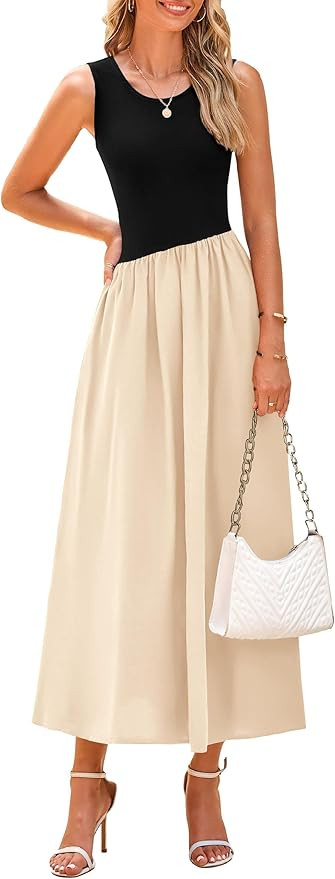 PRETTYGARDEN Women's Maxi Sundress Casual Summer 2025 Sleeveless Asymmetrical Drop Waist Patchwor... | Amazon (US)