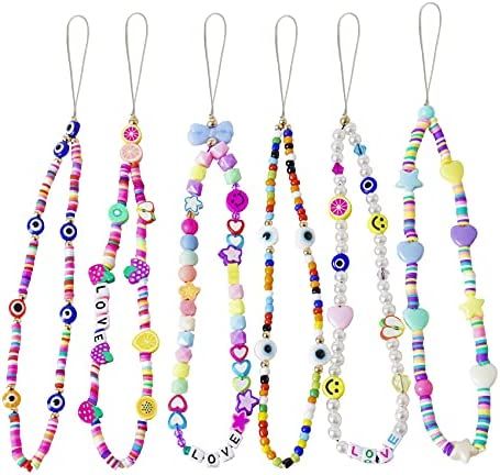 Vatogon Beaded Phone Strap Y2K Beaded Phone Charms Smiley Face Fruit Star Letter Pearl Handmade R... | Amazon (US)