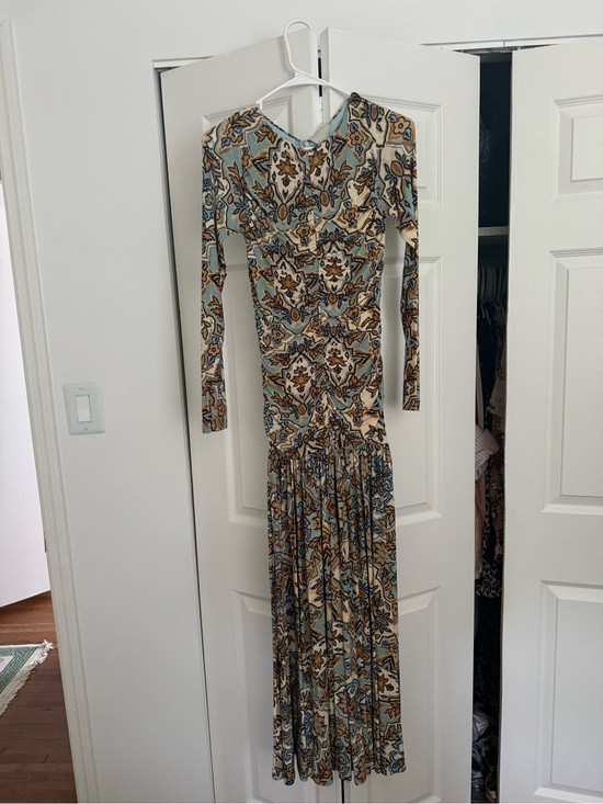 NWT (never worn) FARM Rio Sage and Brown Floral Long Sleeve Maxi Dress | Poshmark