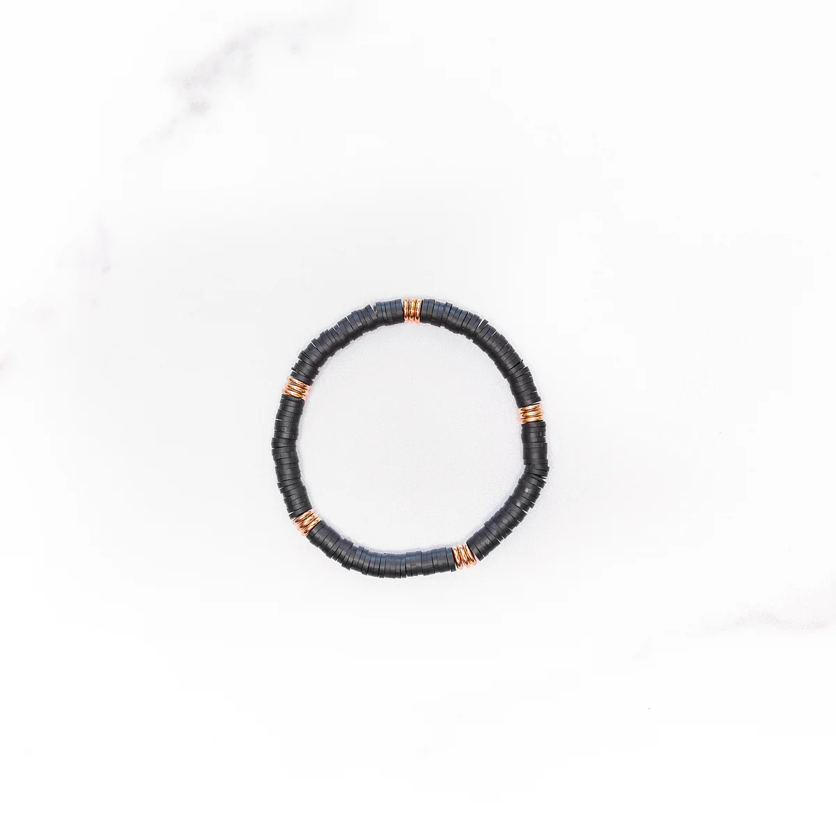 Black Polymer Clay Bracelet | Golden Thread