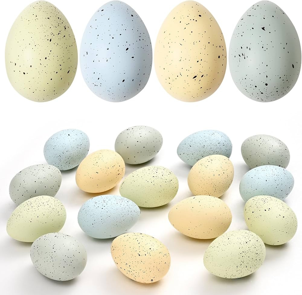16 Pcs Easter Eggs, Plastic Easter Decorations, Speckled Easter Table Decor, Easter Centerpiece T... | Amazon (US)