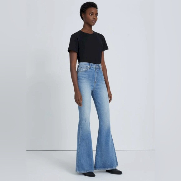 7 For All Mankind BEAUTY DENIM MEGA FLARE IN MARIBEL High-rise Blue Jeans 26 | Poshmark
