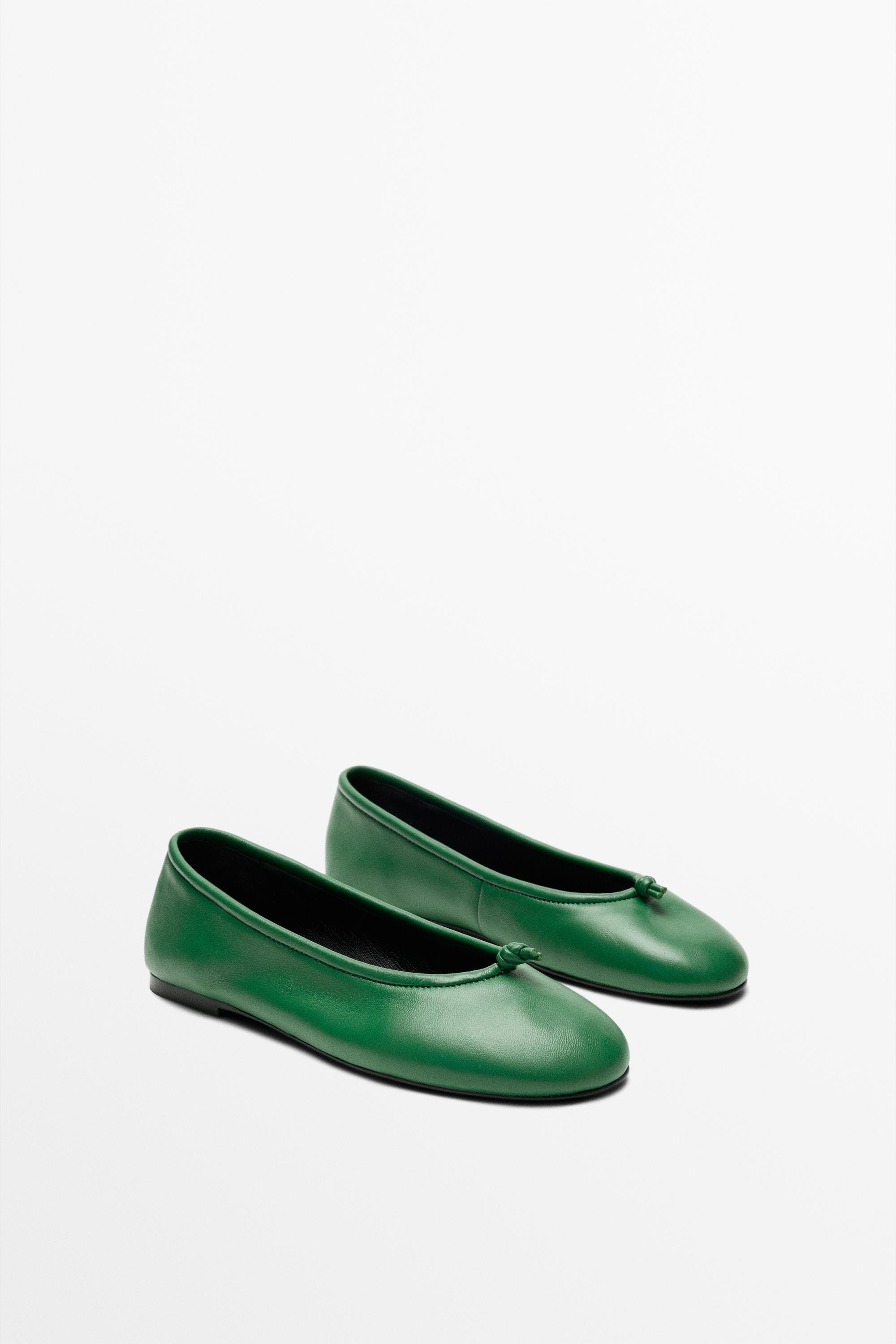 Leather knot ballet flat | Massimo Dutti UK