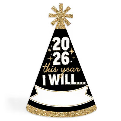 Big Dot of Happiness Hello New Year - Cone Party Hats - 2026 NYE Resolution Cone Party Hat for Adults - Set of 8 (Standard Size) | Target