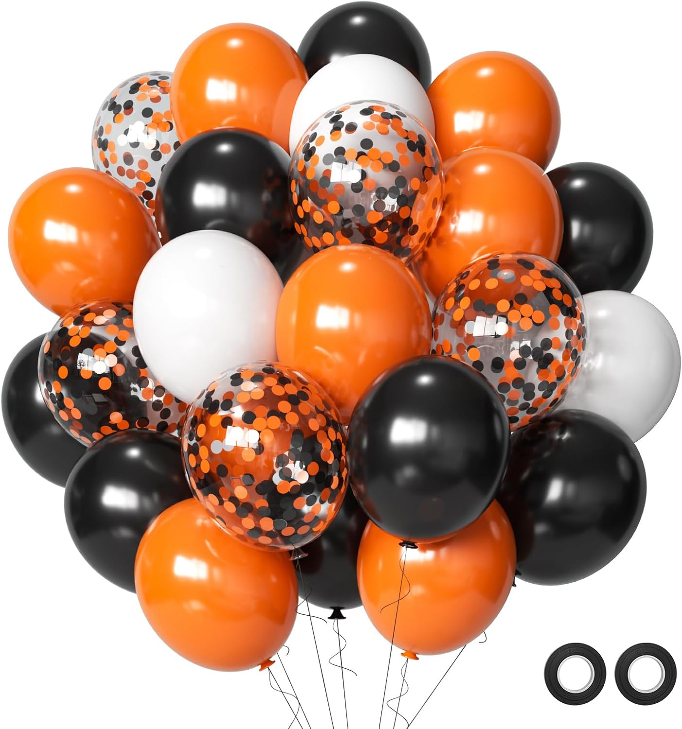 Halloween Balloons Black Orange Balloons Set, 50Pcs 12inch Black White Orange Confetti Latex Balloon Halloween Balloon for Celebration Party Bar Anniversary Graduation Decoration | Amazon (US)