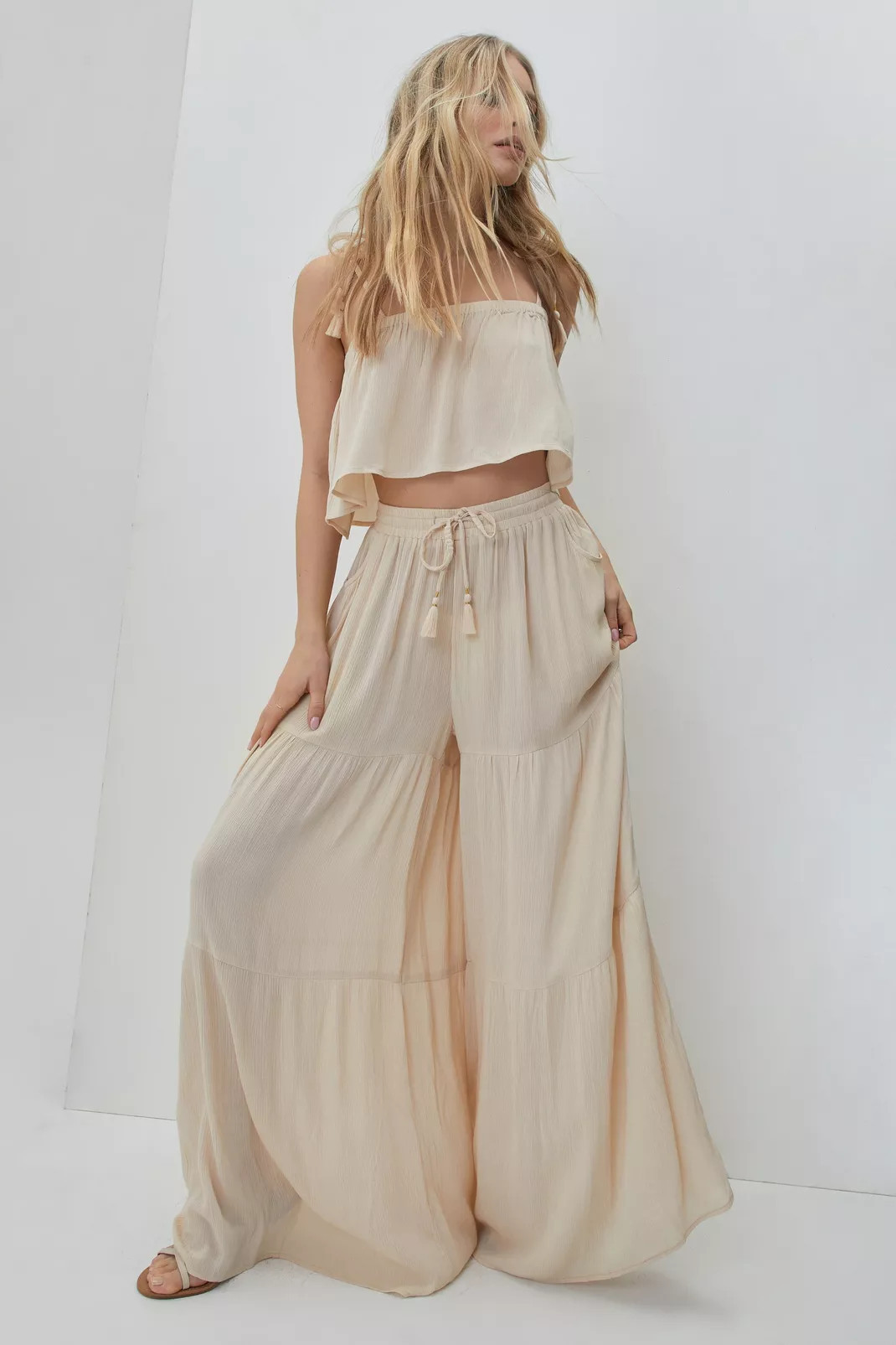 Crinkle Cami Top and Wide Leg Beach Pants | Nasty Gal (US)
