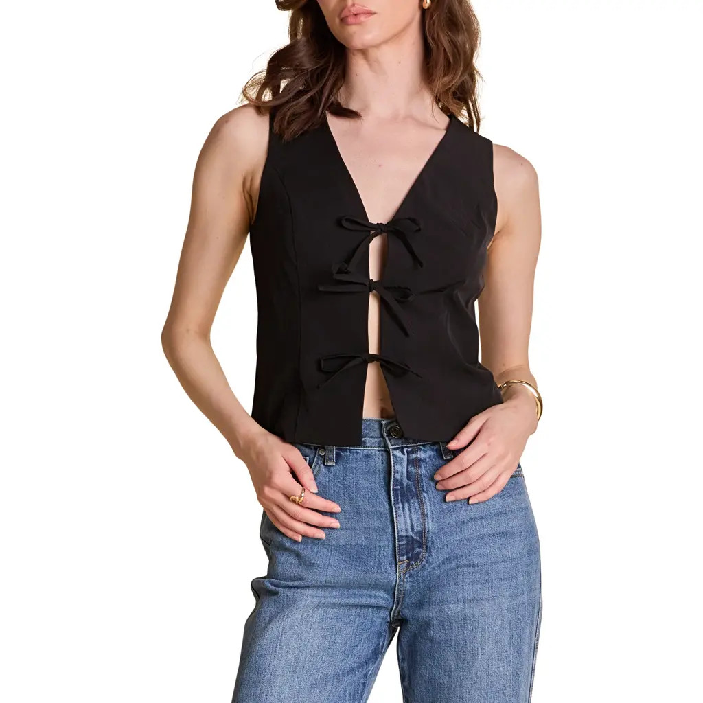Endless Rose Sleeveless Tie Front Top in Black at Nordstrom Rack, Size Small | Nordstrom Rack