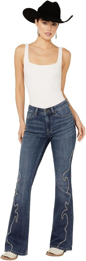 Idyllwind Women's Dark Wash Rebel Western Embroidered Mid Rise Stretch Denim - IWSP24J81-DKW 10W x 34L | Amazon (US)