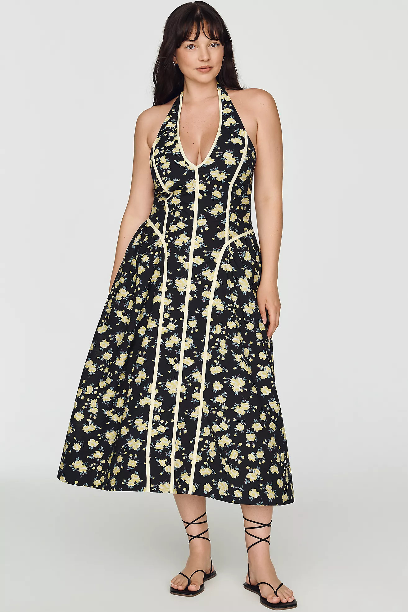 By Anthropologie Halter V-Neck Fit & Flare Midi Dress | Anthropologie (US)