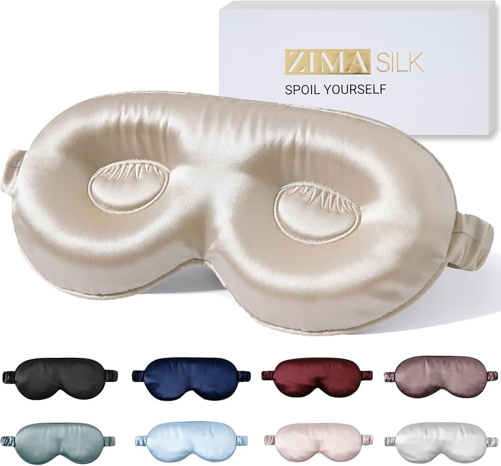 ZIMASILK Adjustable Pure Mulberry Silk Sleep Mask, 3D Contoured Cup Eye Mask for Sleeping, Super ... | Amazon (US)