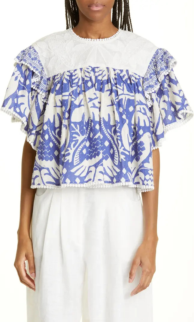 Jungle Print Cotton Trapeze Blouse | Nordstrom