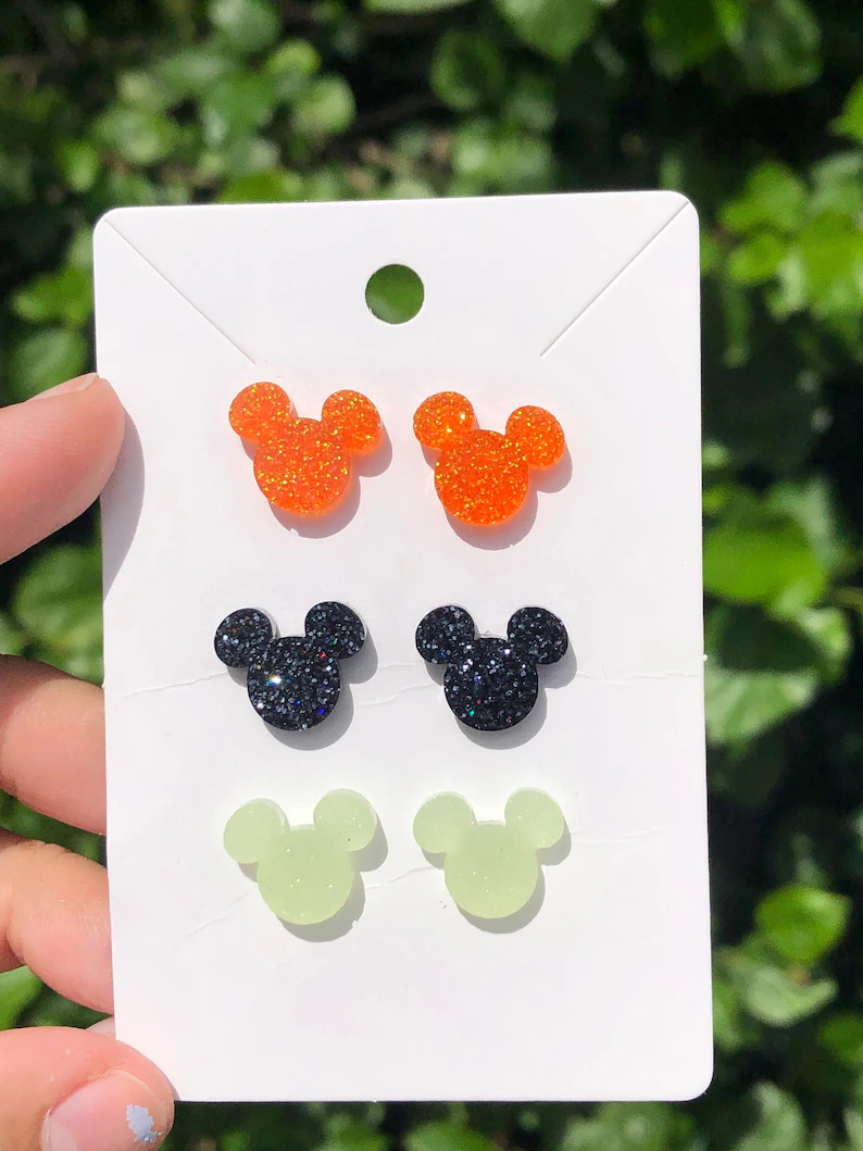 Halloween Mouse Stud Earrings Set | Glitter Resin Party Jewelry | Etsy (Global)