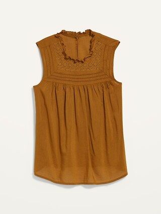 Ruffled Lace-Trim Sleeveless Blouse for Women | Old Navy (US)