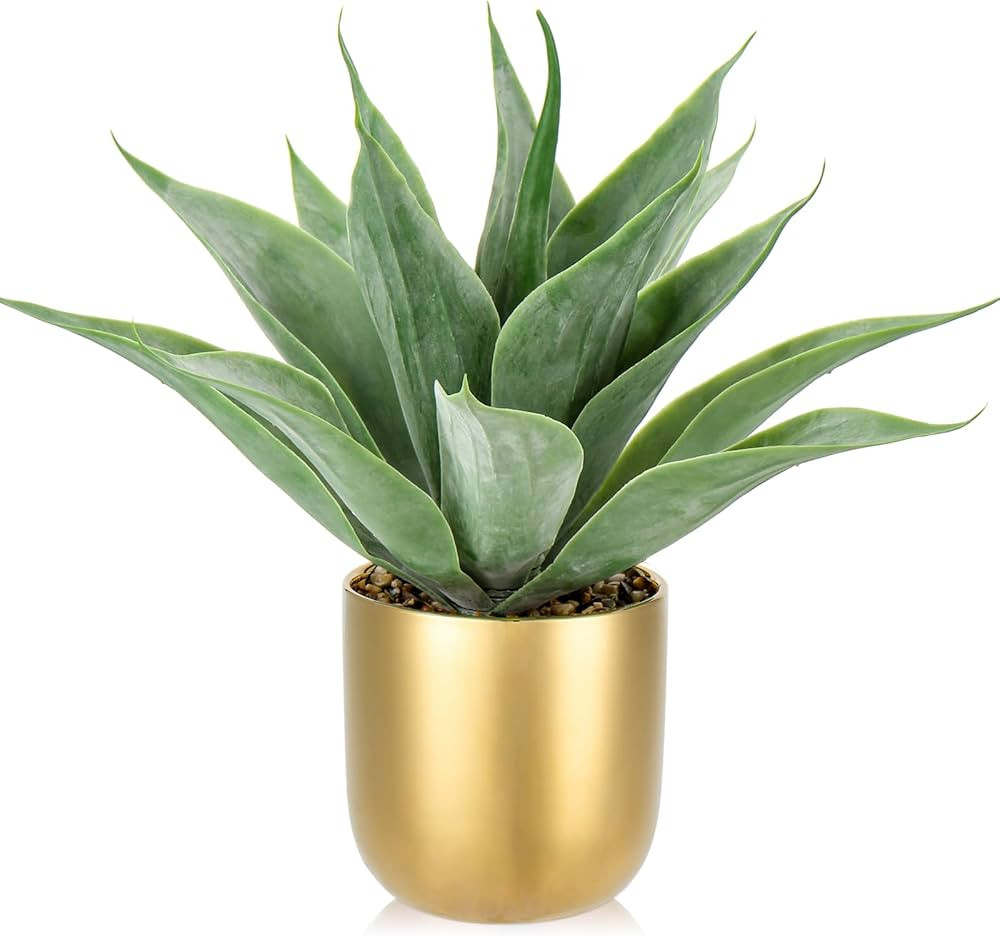 Large Faux Agave Plant - 13" Artificial Aloe Vera - Realistic Agave - Artificial Potted Plant for... | Amazon (US)