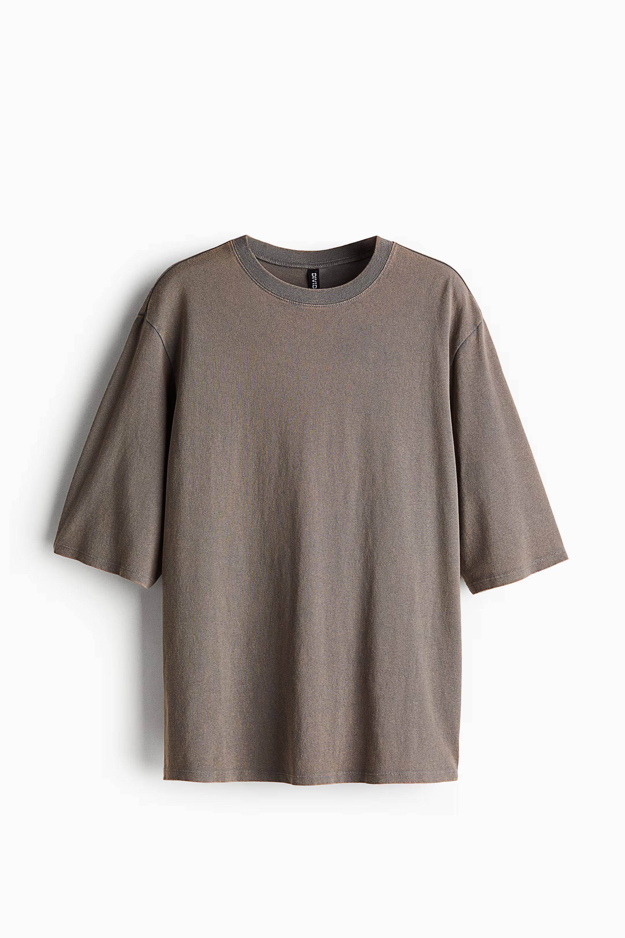 Oversized T-shirt - Round Neck - Short sleeve - Taupe - Ladies | H&M US | H&M (US + CA)