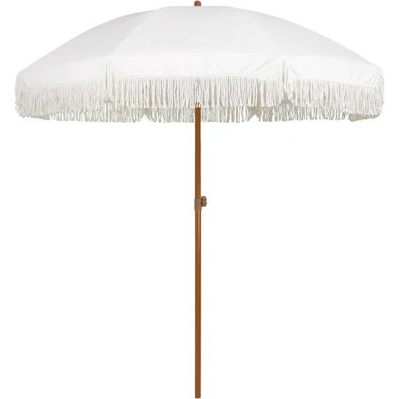 AMMSUN 7ft Fringe Patio Umbrella, Outdoor Table Tassels Umbrella with Push Button Tilt UPF50+ Sha... | Walmart (US)