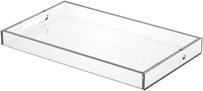 NIUBEE Acrylic Serving Tray 12x20 Inches -Spill Proof- Clear Decorative Tray Organiser for Ottoma... | Amazon (US)
