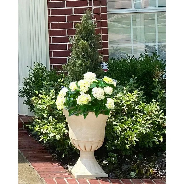 WORTH 22 inch Urn Planter,White Front Door Planters Outdoor Set of 2, Plastic Round Planter, Clas... | Walmart (US)