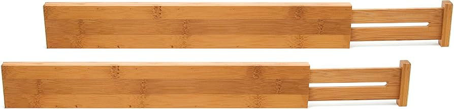 Lipper International Bamboo Wood Custom Fit Adjustable Kitchen Drawer Dividers, Set of 2 | Amazon (US)