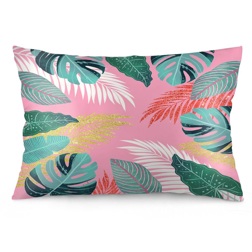 Summer Tropical Leaves Standard Pillowcases 20x26 Inch Pink Green Palm Leaf Monstera Botanical Pi... | Amazon (US)