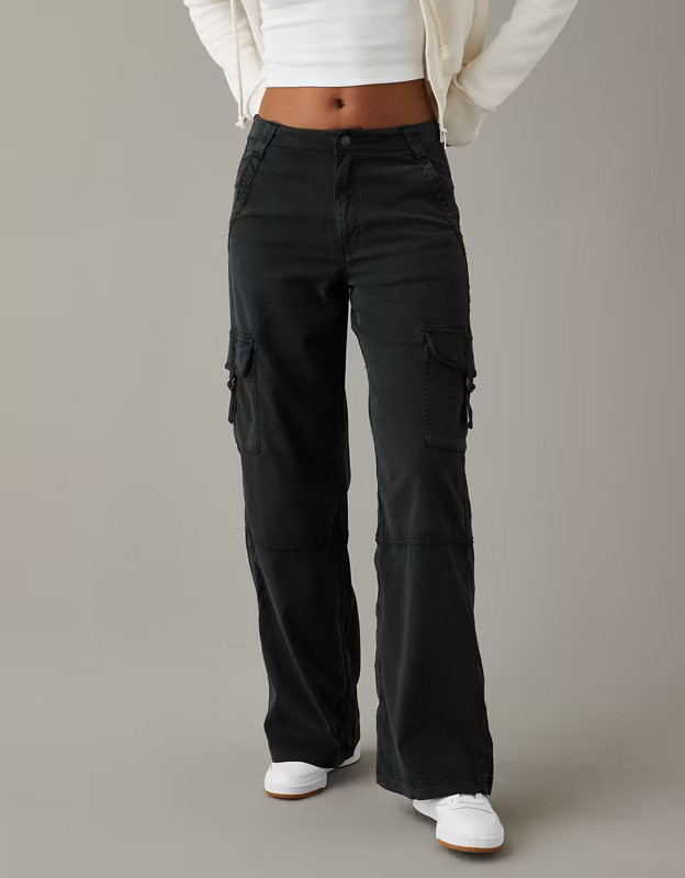 AE Dreamy Drape Stretch Super High-Waisted Cargo Baggy Wide-Leg Pant | American Eagle Outfitters (US & CA)