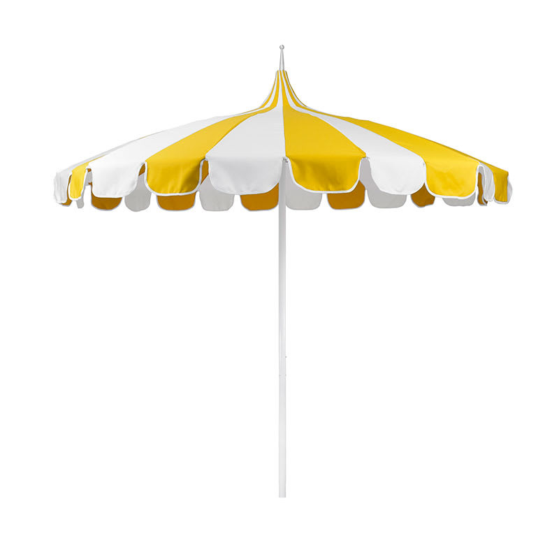 Round Two-Tone Pagoda Outdoor Patio Umbrella, Fiberglass with Push Lift - Sunflower, 8.5' | The Company Store
