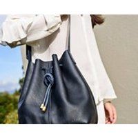 Leather Bucket Bag with Drawstring, Blue Leather Bag, Simple Shoulder Bag, Cross Body Bag, Minimalist Leather Bag, Medium Leather Bag, Olmo | Etsy (US)