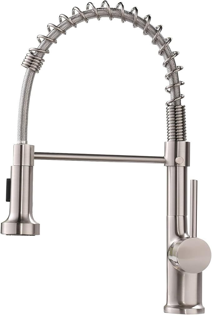 GIMILI Kitchen Faucet with Pull Down Sprayer High Arc Single Handle Spring Kitchen Sink Faucet Br... | Amazon (US)