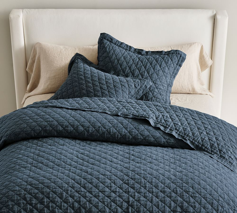 Belgian Flax Linen Diamond Quilt | Pottery Barn (US)