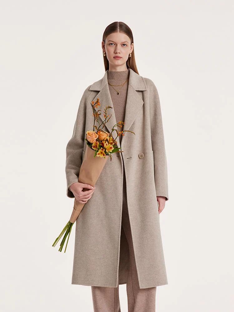 Wool Notched Lapel Double-Faced Women Coat | GoeliaGlobal