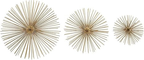 Zeckos 3 Piece Gold Finish Spiked Metal Sea Urchin Wall Sculpture Set | Amazon (US)