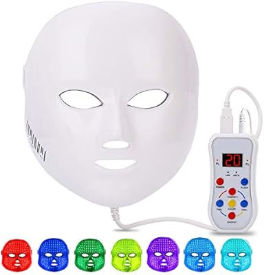 Led Face Mask, NEWKEY Led Light Therapy 7 Color Facial Skin Care Mask - with Clinically Proven Bl... | Amazon (US)