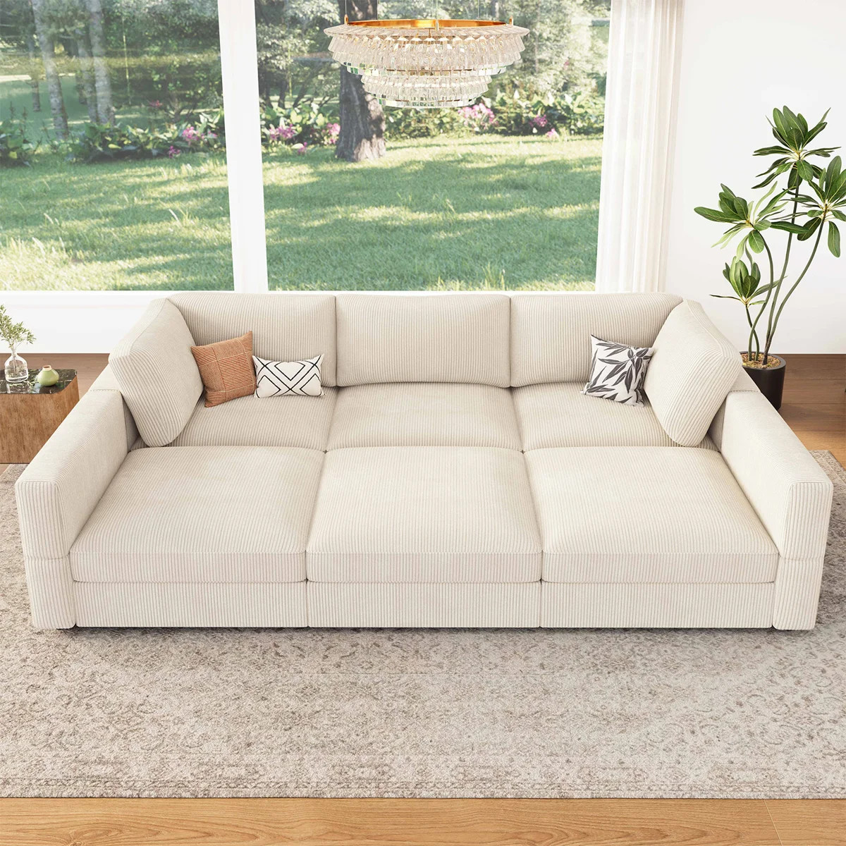Bouley 118" W Modular Corduroy U-Shaped Sectional with Storage | Wayfair North America