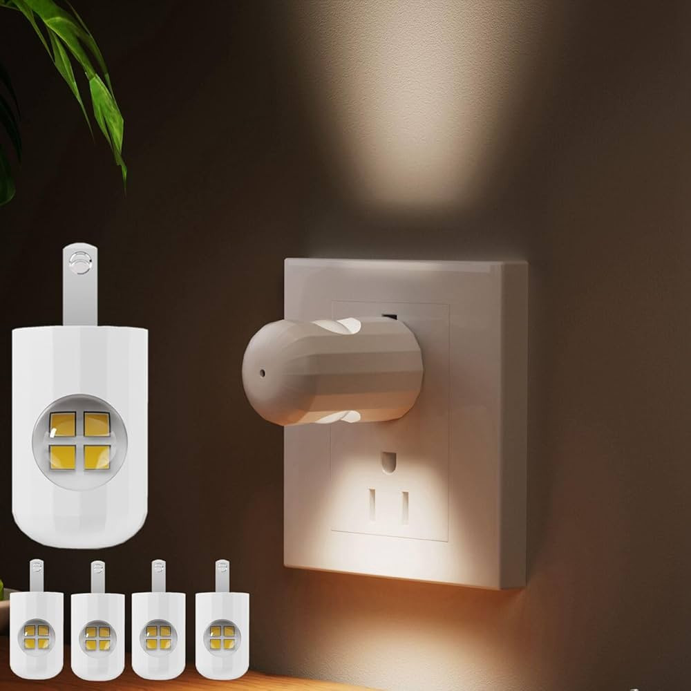 6 Pack Mini LED Night Light Plug in Wall - Dusk to Dawn Auto On/Off, 3000K Soft White (200 Lumen/... | Amazon (US)