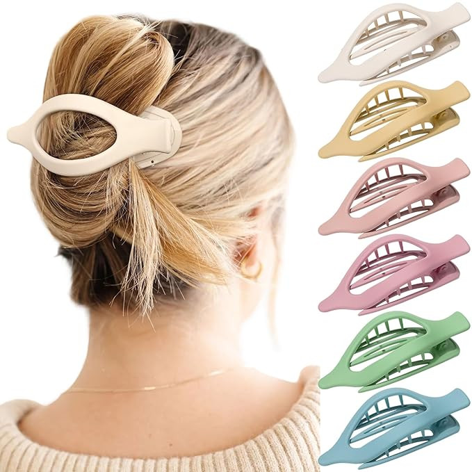 French Flat Hair Clips for Women - 6Pcs Flat Hair Claws for Thin Thick Hair Strong Hold No Slip G... | Amazon (US)