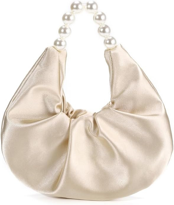 Women's Ruched Clutch Purse Satin Evening Handbag Top Handle Knotted Purse for Wedding Party Prom | Amazon (US)