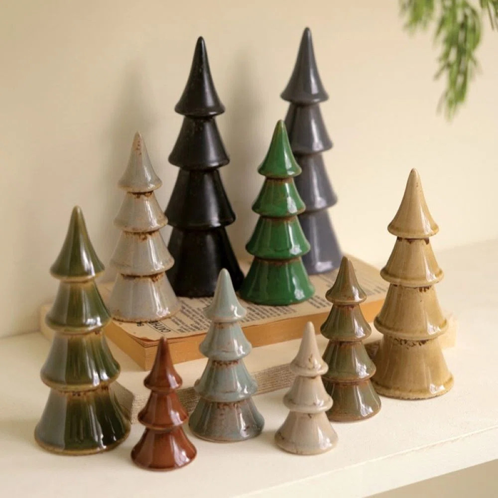 Kalalou Set of Ten Ceramic Christmas Trees – Handcrafted Holiday Decor | Wayfair North America