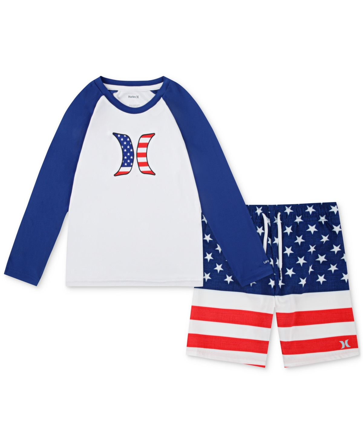 Hurley Toddler Boys Americana Long-Sleeve Swim Top & Swim Shorts, 2 Piece Set - Deep Royalblue | Macy's