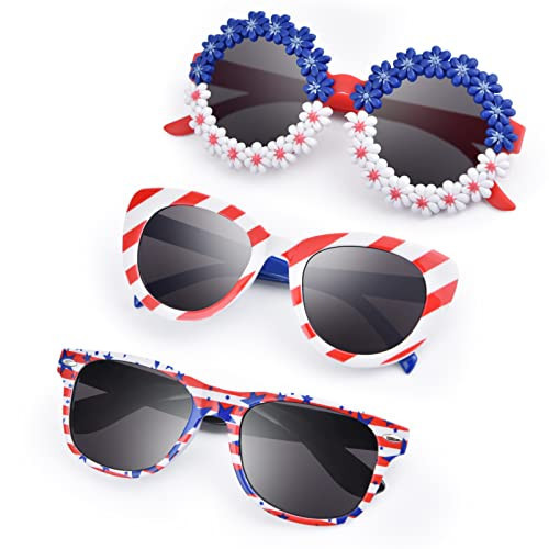 XINB LOOK 3-Pairs Kids Sunglasses, 4th of July Accessories American Flag Party Favor, Toddler Sunglasses Boys and Girls | Amazon (US)