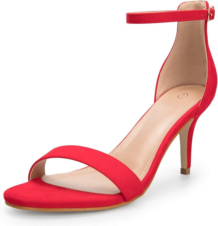 mysoft Women's Stilettos Pump Heel Sandals Ankle Strap Open Toe | Amazon (US)