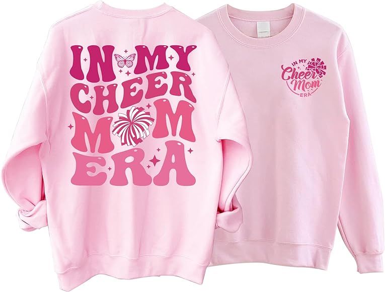 Bicistore In My Cheer Mom Era Sweatshirt 2 Sided, Groovy Pink Cheer Mom Life Sweater, Retro Cheer... | Amazon (US)