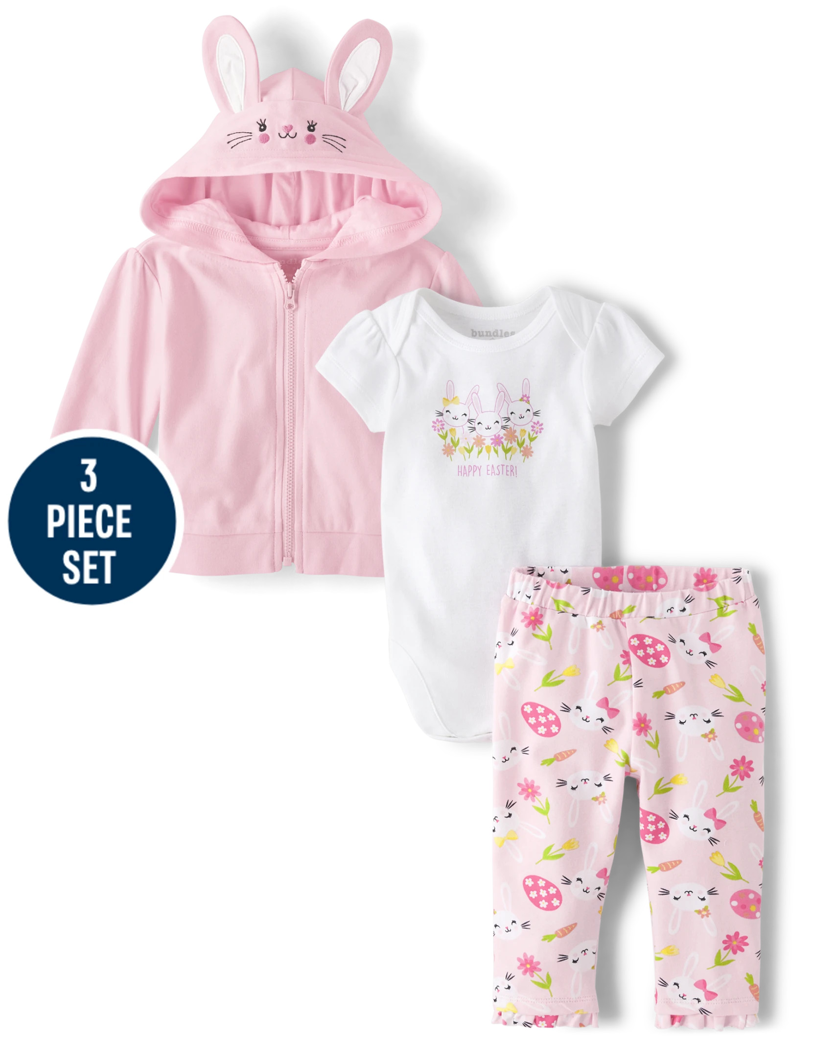 Baby Girls Bunny 3-Piece Playwear Set - cameo | The Children's Place