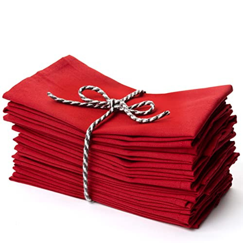 Christmas Red Cloth Dinner Napkins Kitchen Cloth Napkins 12 Pack 18X18 Inches Cotton Blend Soft Fabric with Hemmed Edges Washable Reusable Linen Napkins for Parties Setting Table Decor (Red) by PERLLI | Amazon (US)